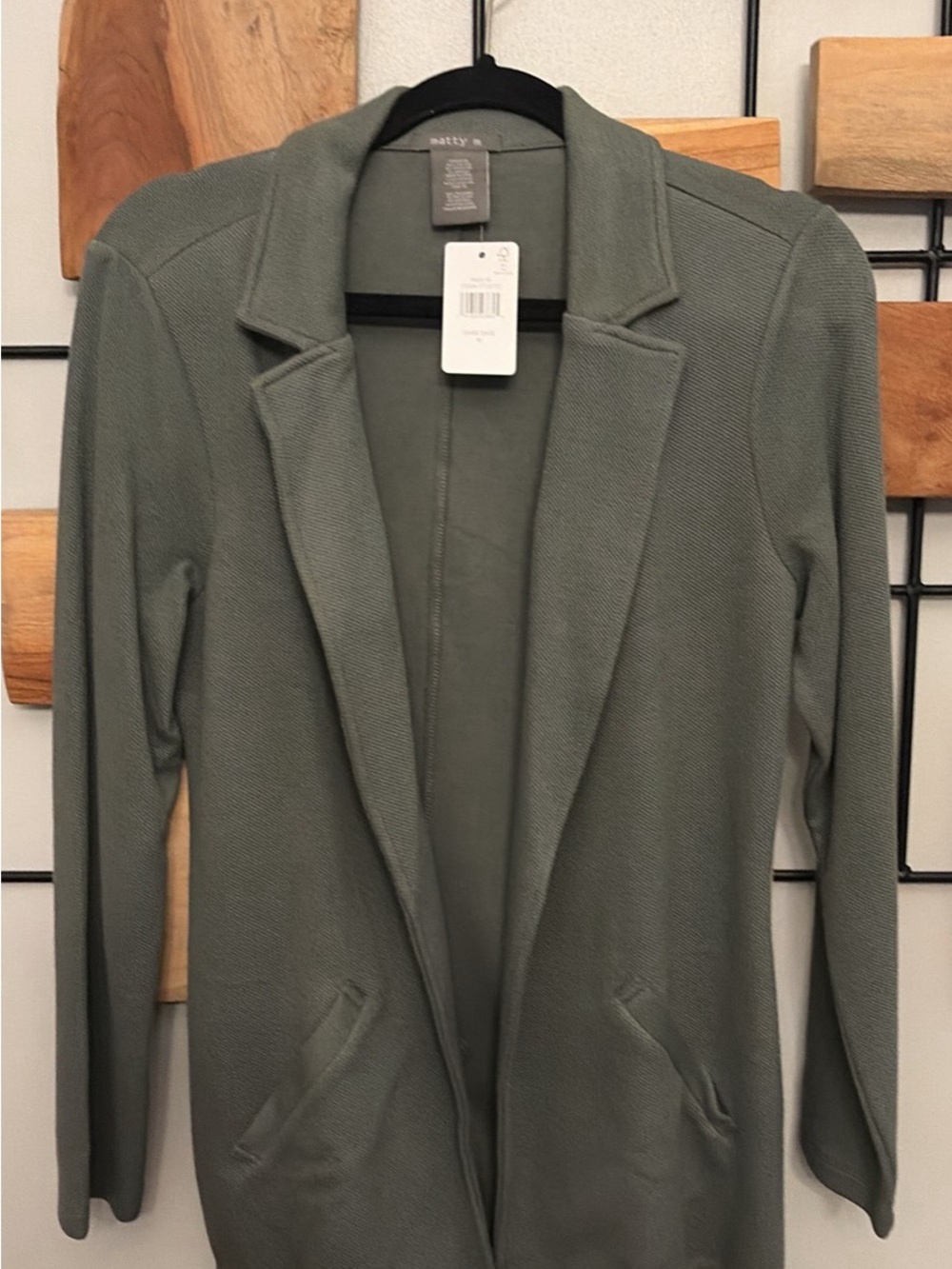 Matty M Sage Green Open-Front Blazer